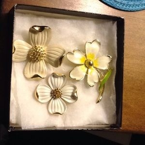 Vintage enamel brooches set of 3